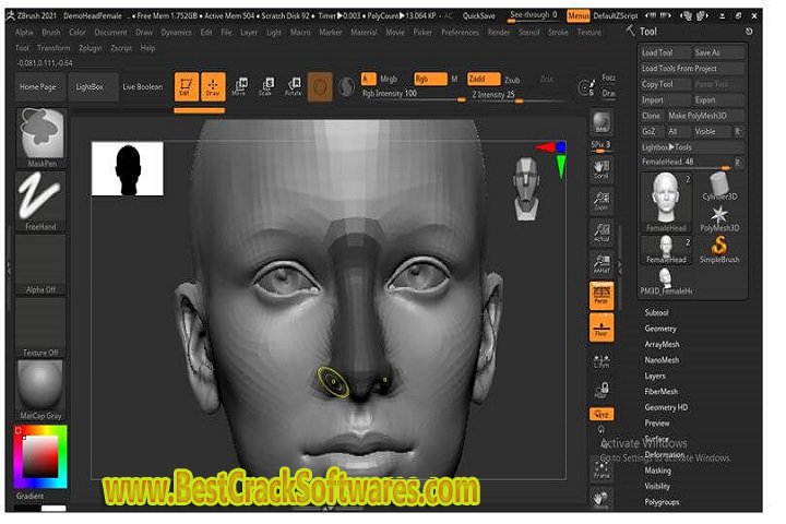 ZBrushe guides Z brush Skin human pack 1.0 Software Features