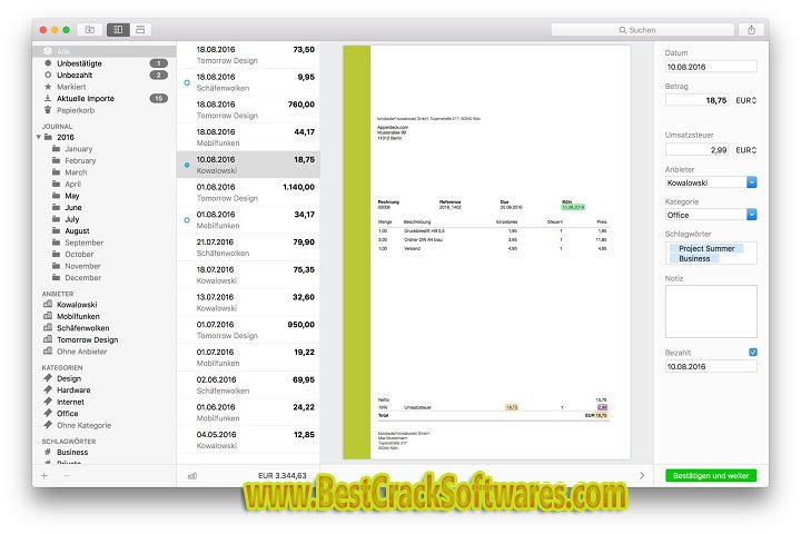 Receipts 1.14 macOS 1.0  Software Features