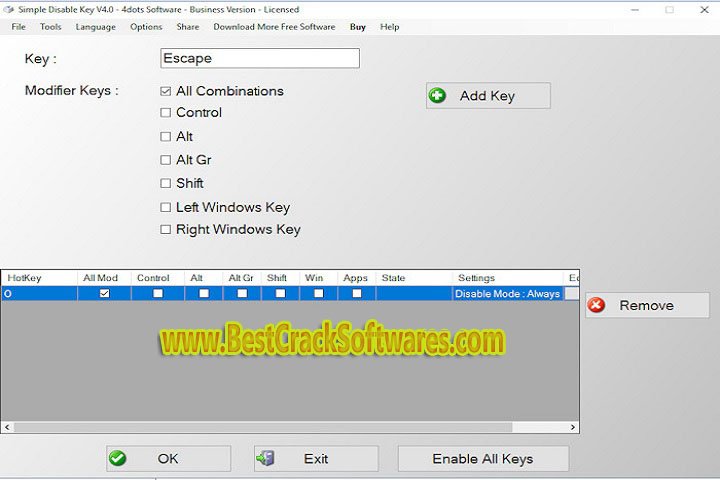 Simple Disable Key Setup 1.0 Software Technical Setup Details