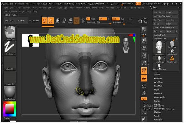 Z Brush e guides Z brush Skin human pack 1.0 Software System Requirements