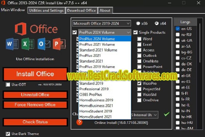 Office 2013 2024 C2R Install Lite 7.7.6 PC Software with crack